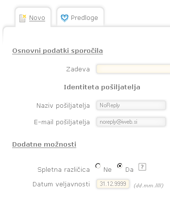 iMailer, uporabniški vmesnik